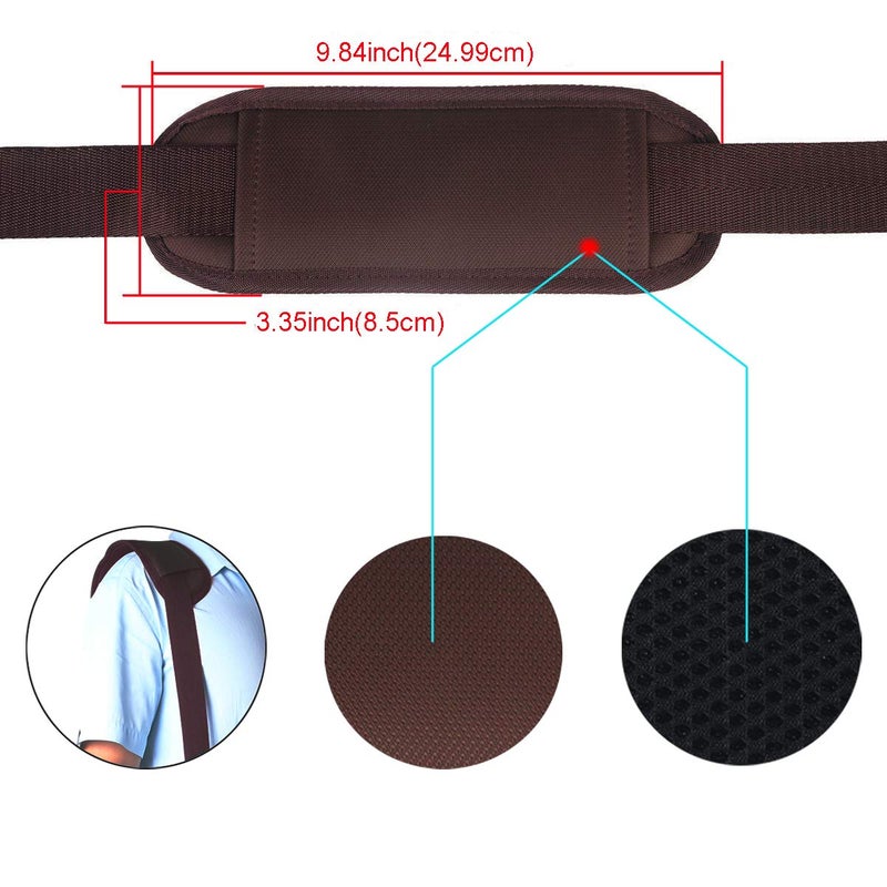 BOMKEE 59 Inch Universal Shoulder Strap Adjustable Bag Strap Replacement with Metal Swivel Hooks and Non-Slip Pad for Laptop Case Briefcase Messenger Bag Diaper Bag Camera Bag Travel Bag(Brown) - Image 2